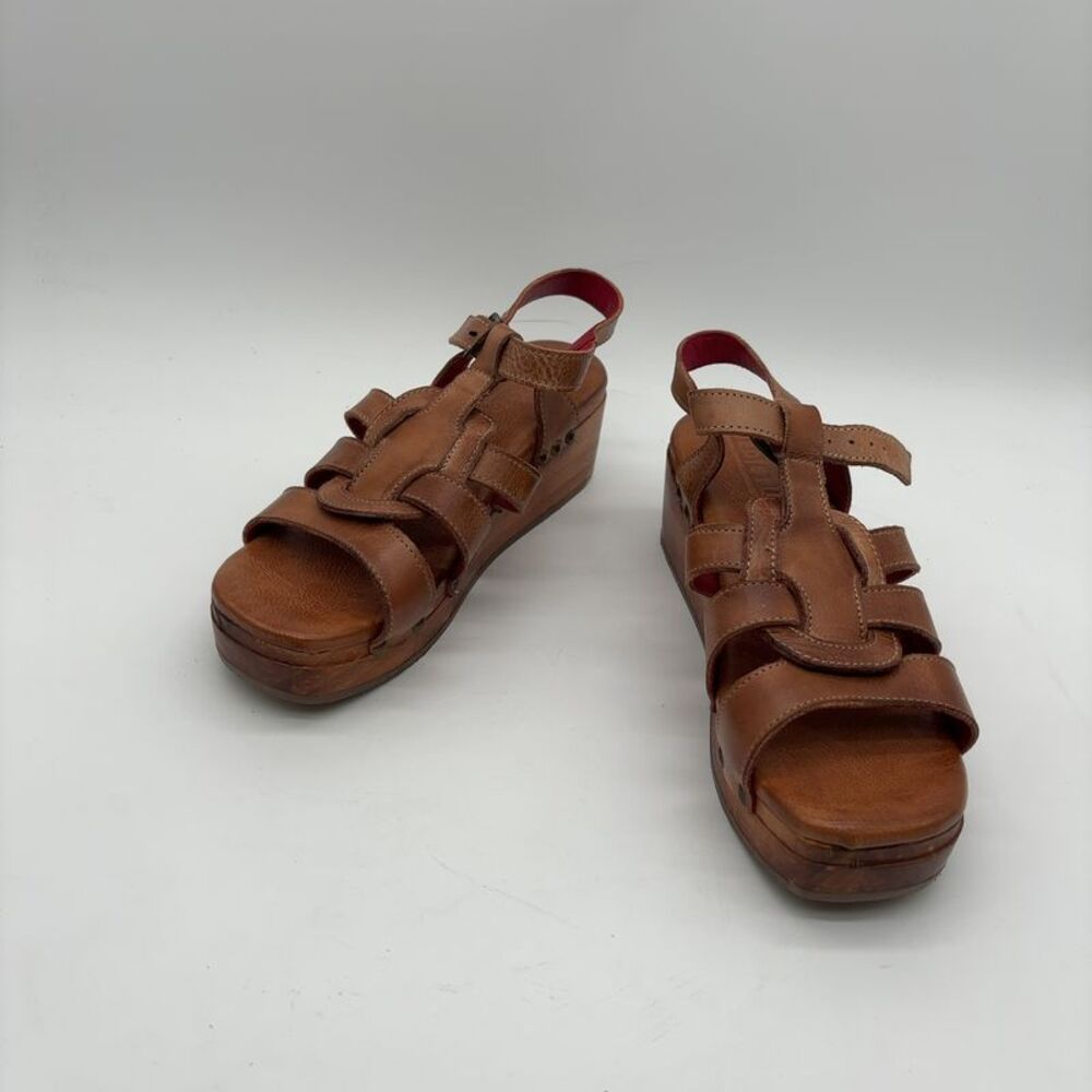 BED|STU Woven Strap Sandals with Red Lining